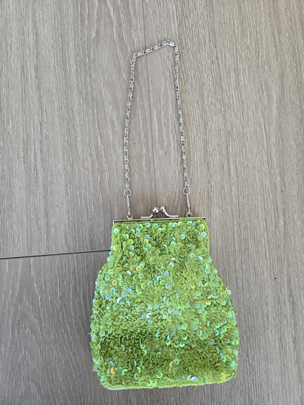 Sequin Evening Bag - Lime Green